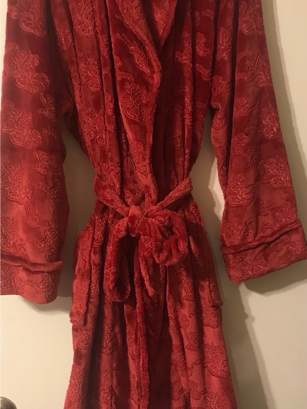 Plush Red Women's Robe with Belt